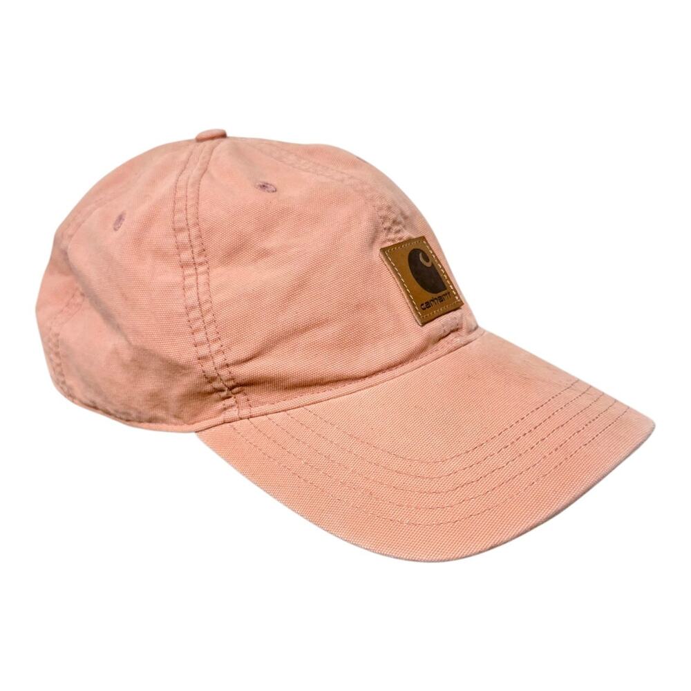 Carhartt Odessa Cap Unisex Washed Pink Canvas Logo Patch Adjustable Strap Hat